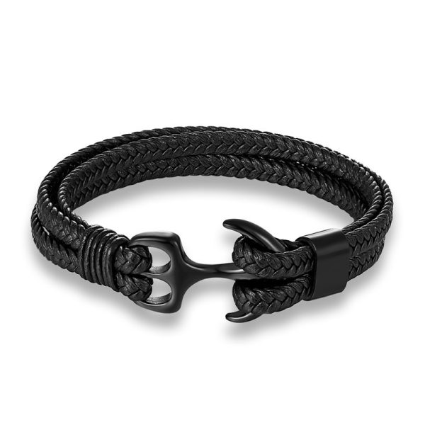 Stainless steel leather bracelet leather cord