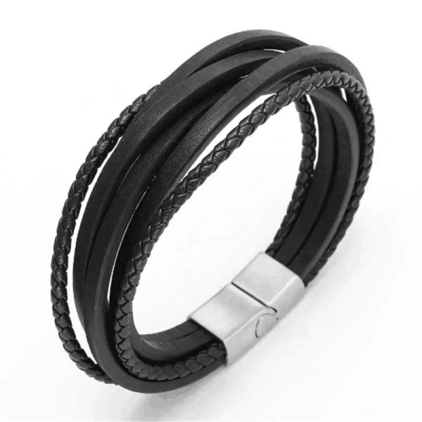 Woven twist stainless steel buckle bracelet